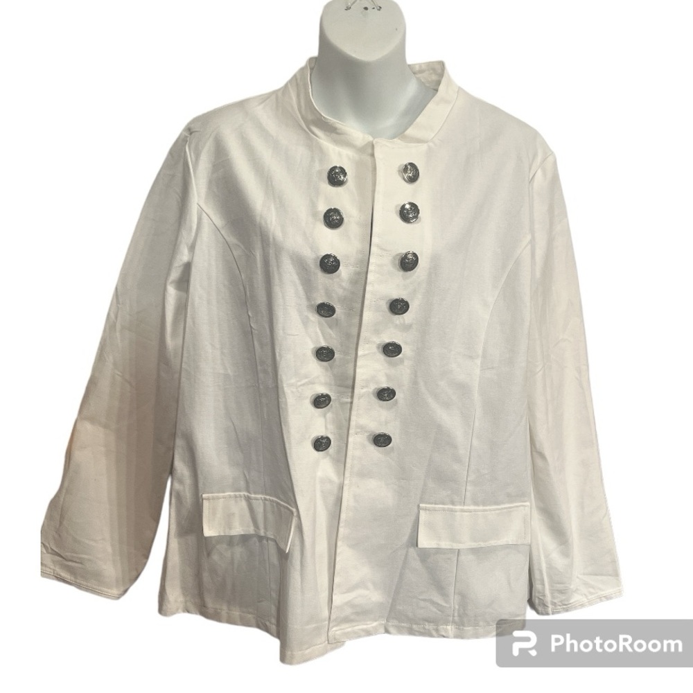 White Military Style Jacket XL lightweight